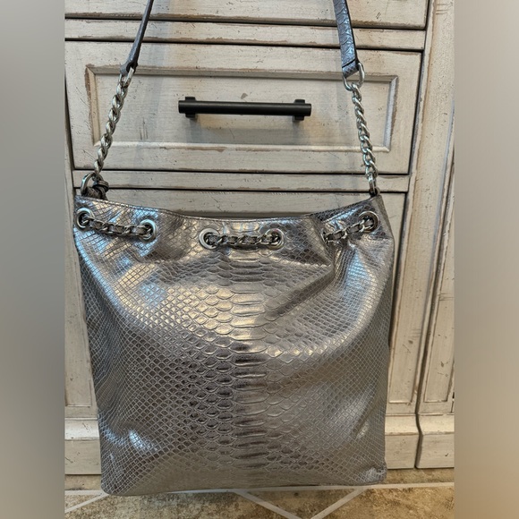 MICHAEL by Michael Kors Silver Snakeskin Purse - Picture 2 of 9